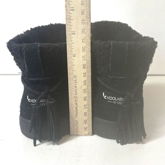 Koolaburra By Ugg Women 8 Black Suede Faux Fur Ankle Boot Casual Comfort Pull On - Picture 7 of 11